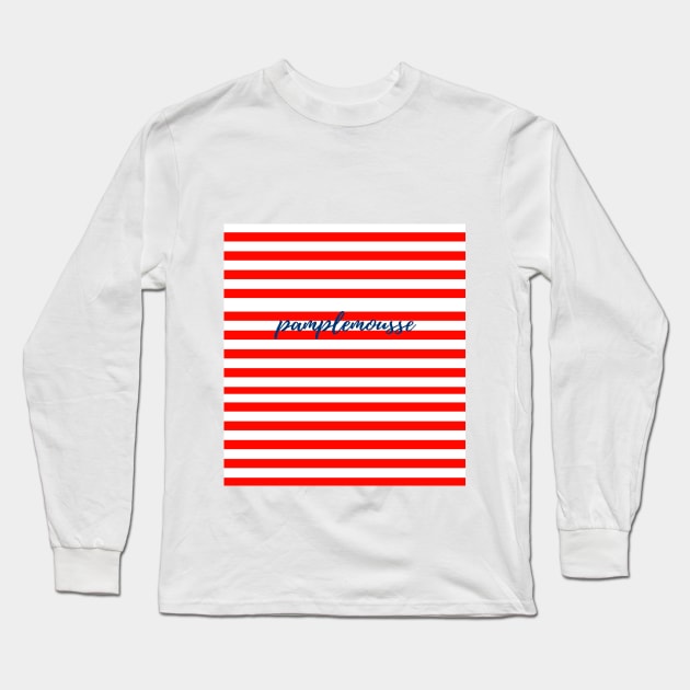 "pamplemousse" red horizonal lines Long Sleeve T-Shirt by TintedRed